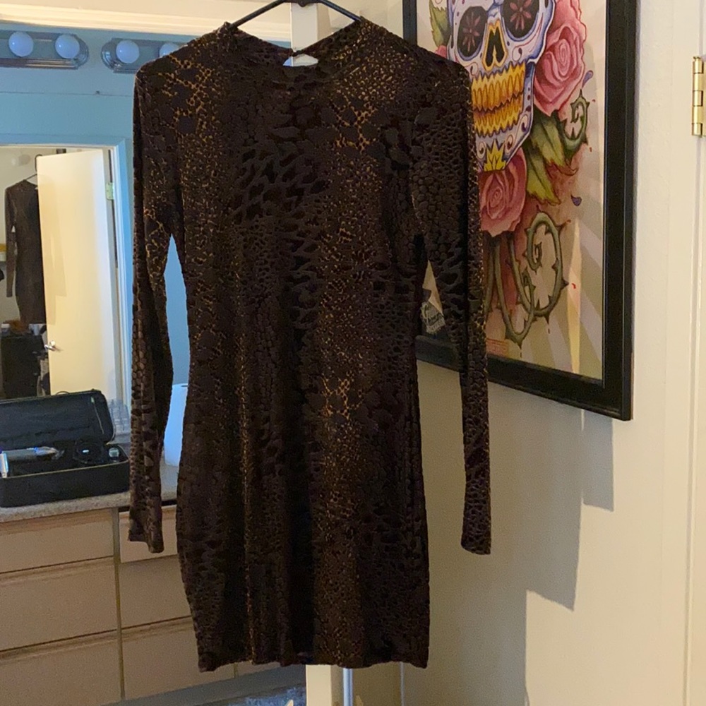 Snake print mini body con dress